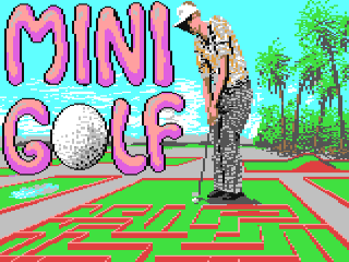 Hole-In-One Miniature Golf title screen for Commodore 64
